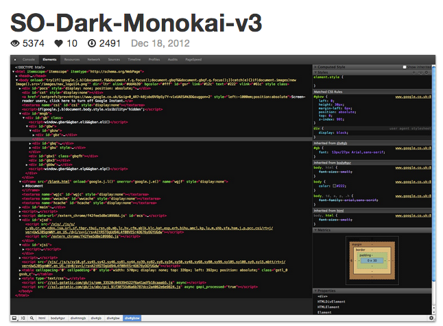 Chrome Dev Tools so-dark-monokai-v3